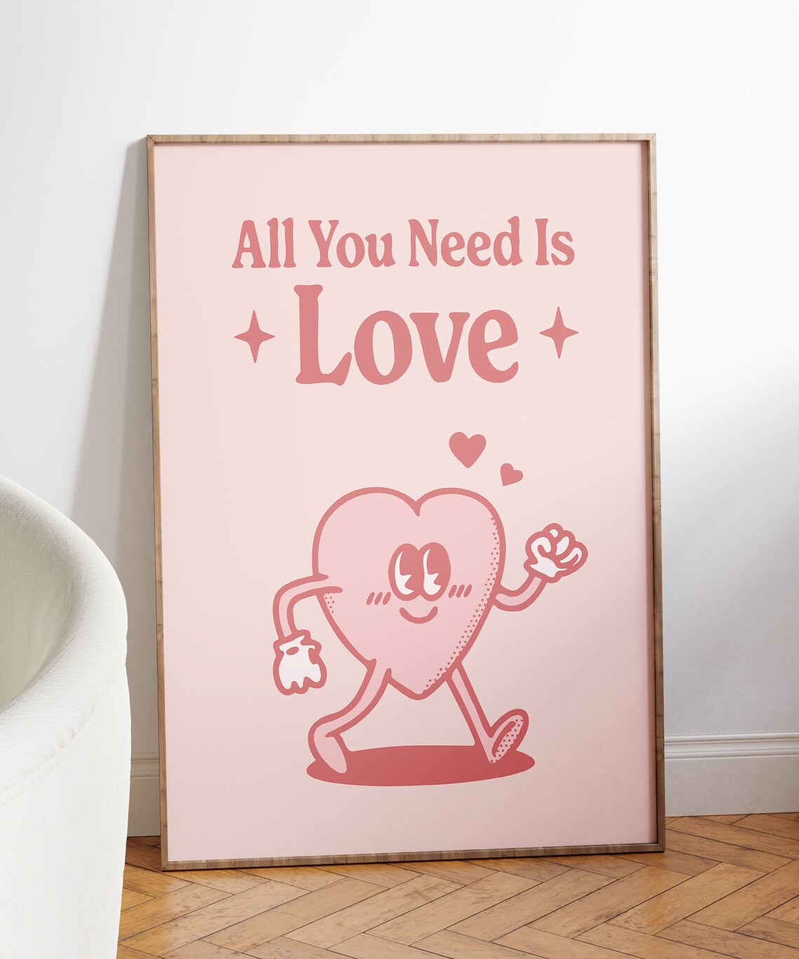 All You Need Is Love Retro Quote Art Print - Image 4
