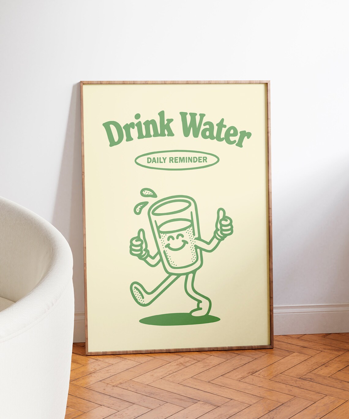 Drink Water Daily Reminder Retro Cute Wellness Quote Wall Art - Image 3