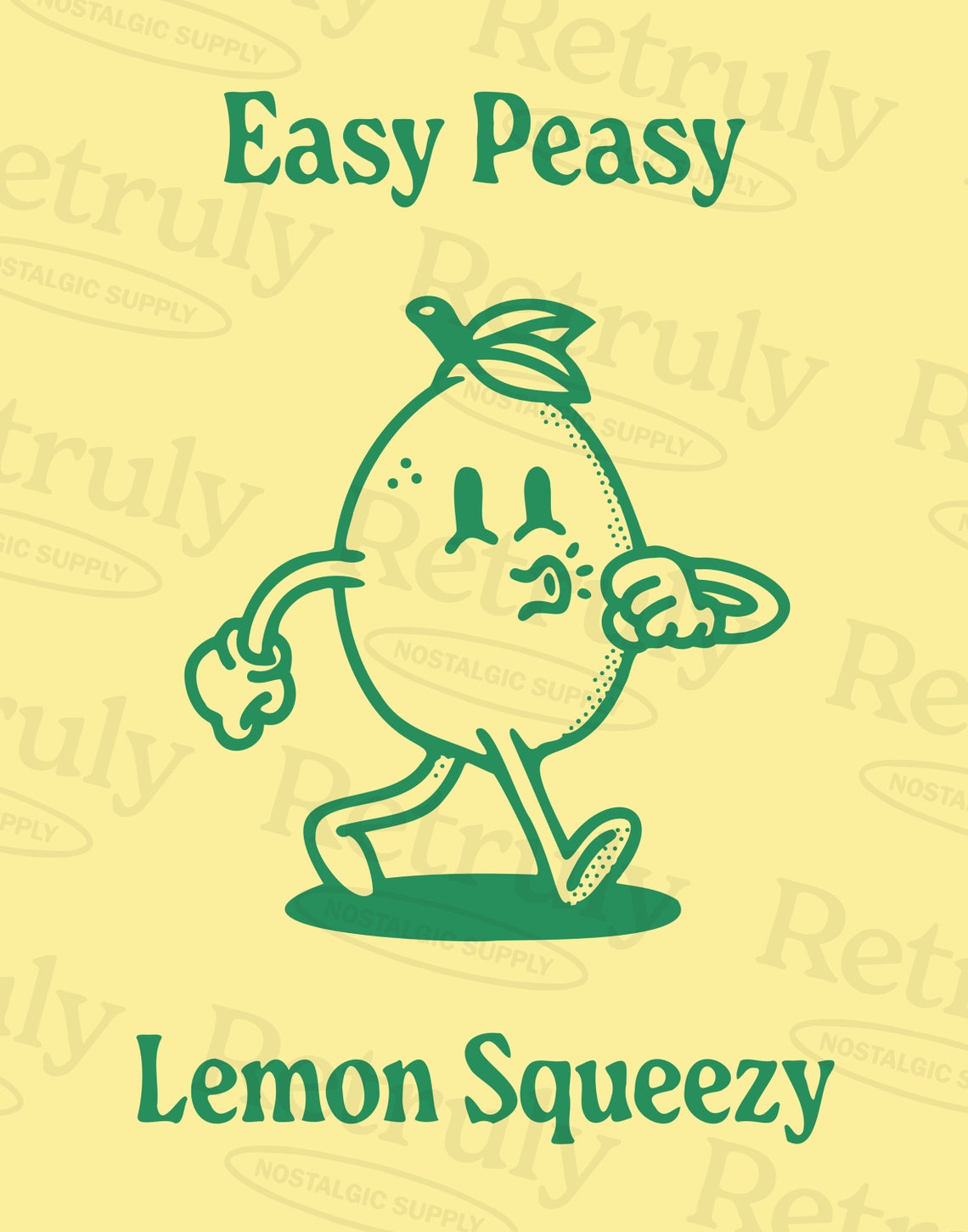 Easy Peasy Lemon Squeezy Retro Cartoon Lemon Character Poster - Image 2