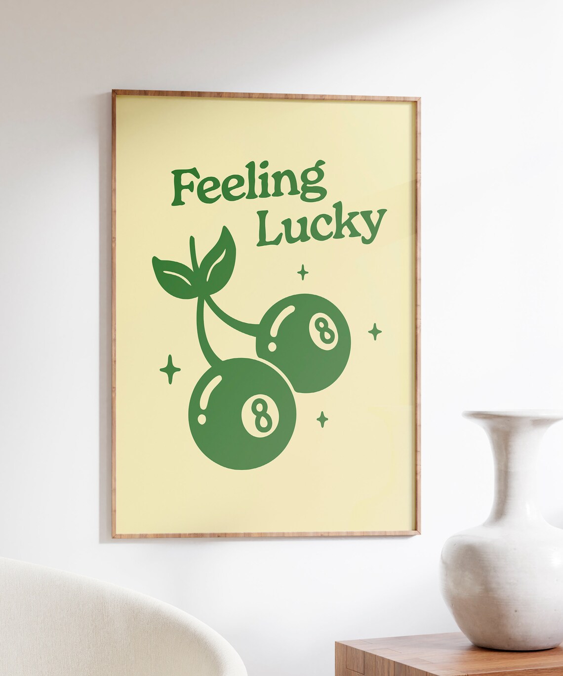 Feeling Lucky 8 Ball Cherry Print, Retro 70s Poster - Image 6
