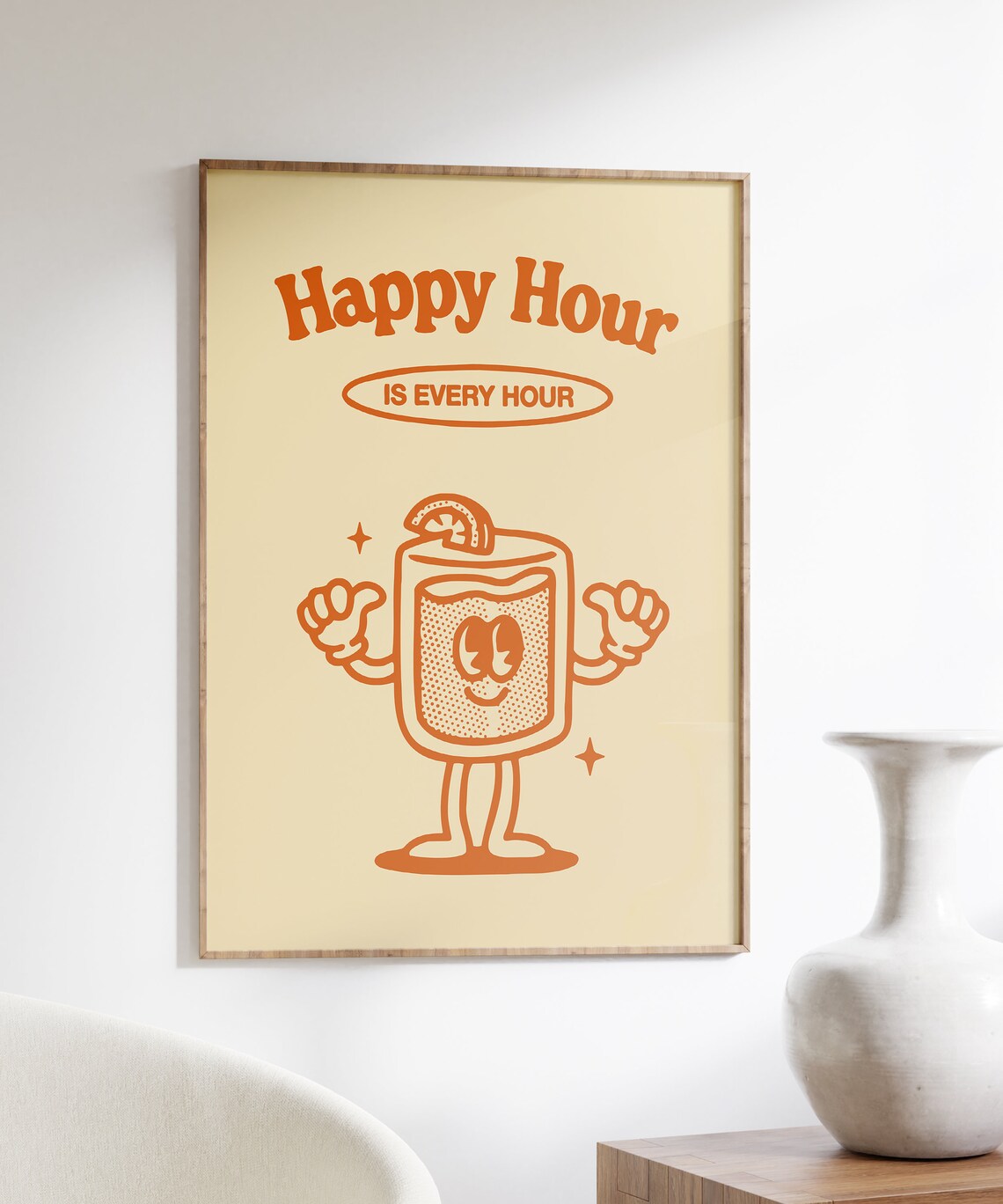 Happy Hour Is Every Hour Retro Cartoon Cocktail Bar Decor Poster - Image 4