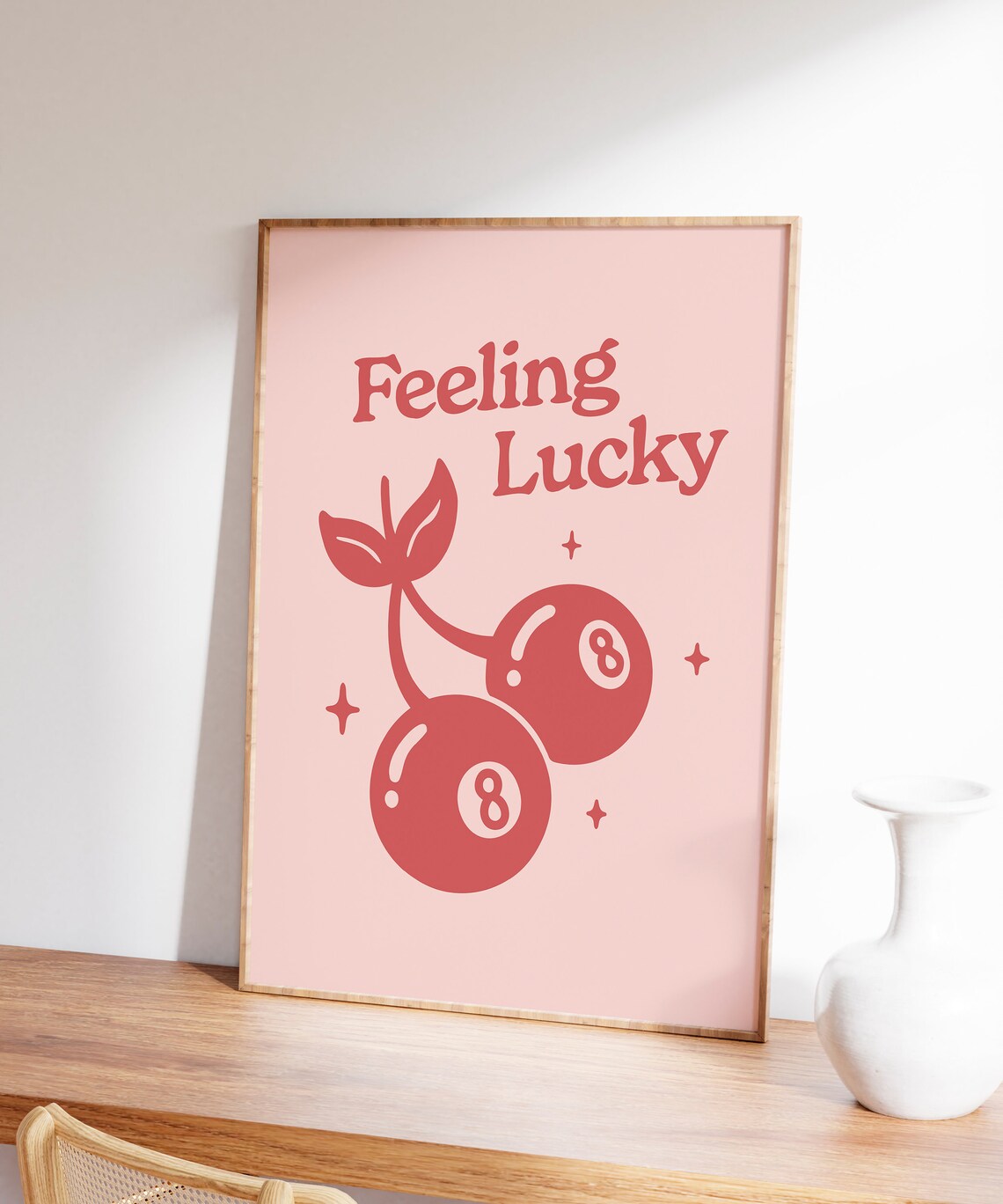 Feeling Lucky Cherry 8 Ball Retro Art Print - Image 5