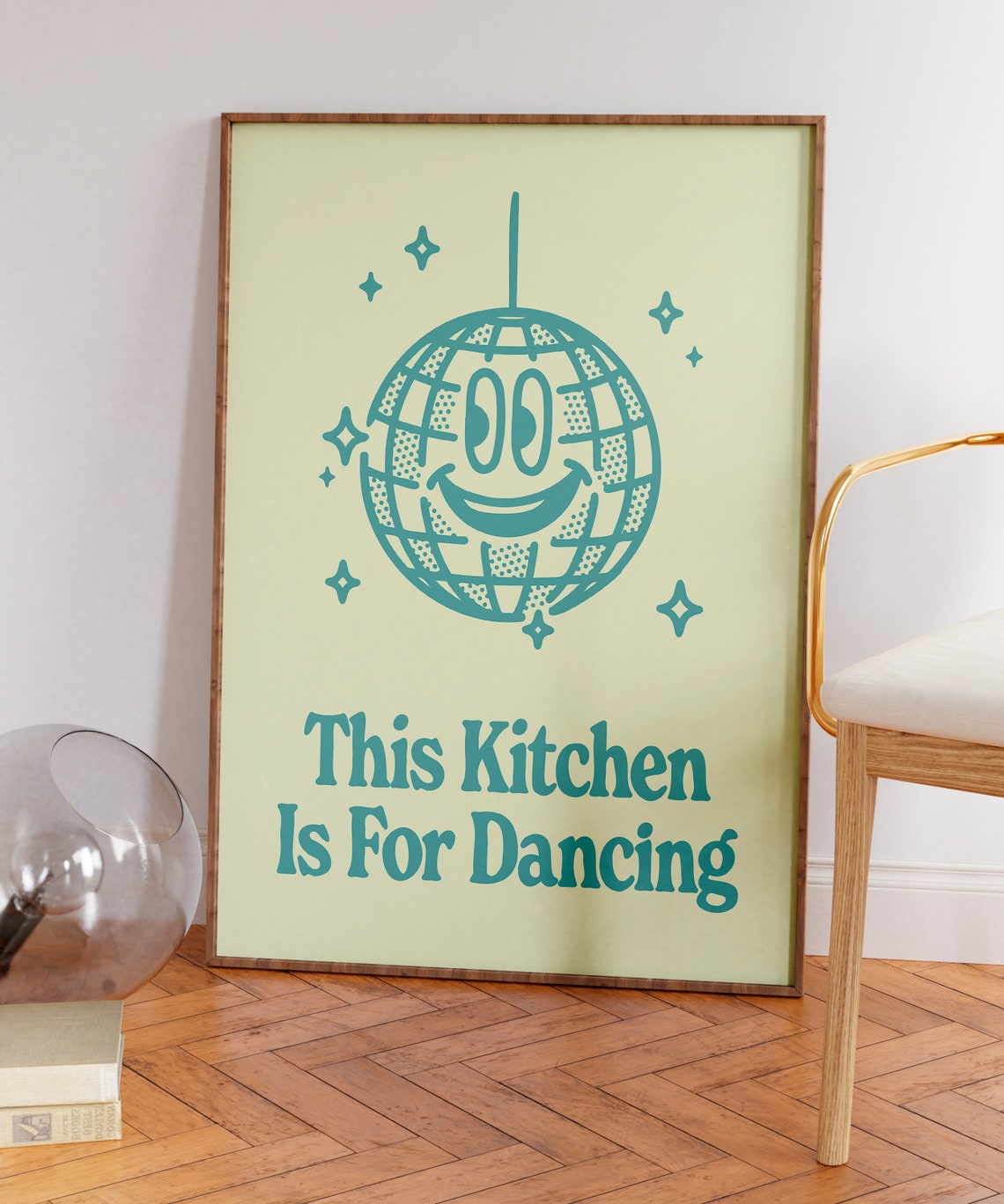 This Kitchen Is for Dancing Smiling Disco Ball Kitchen Wall Art - Image 5
