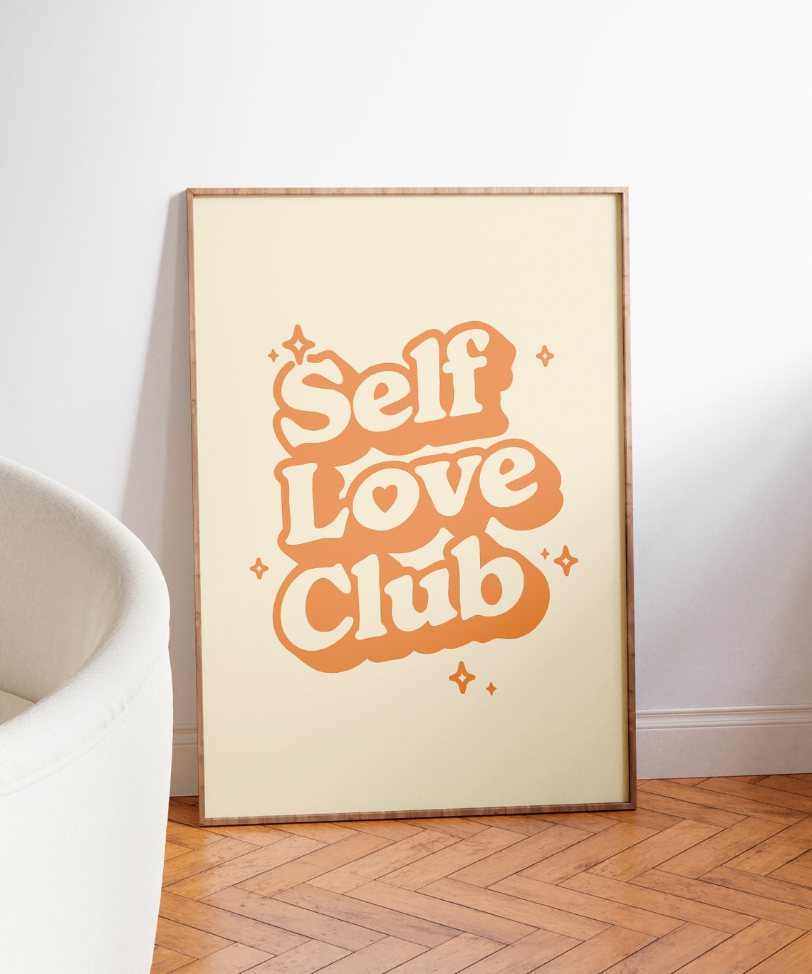 Self Love Club Orange Retro Bubble Lettering Sparkle Quote Poster - Image 3