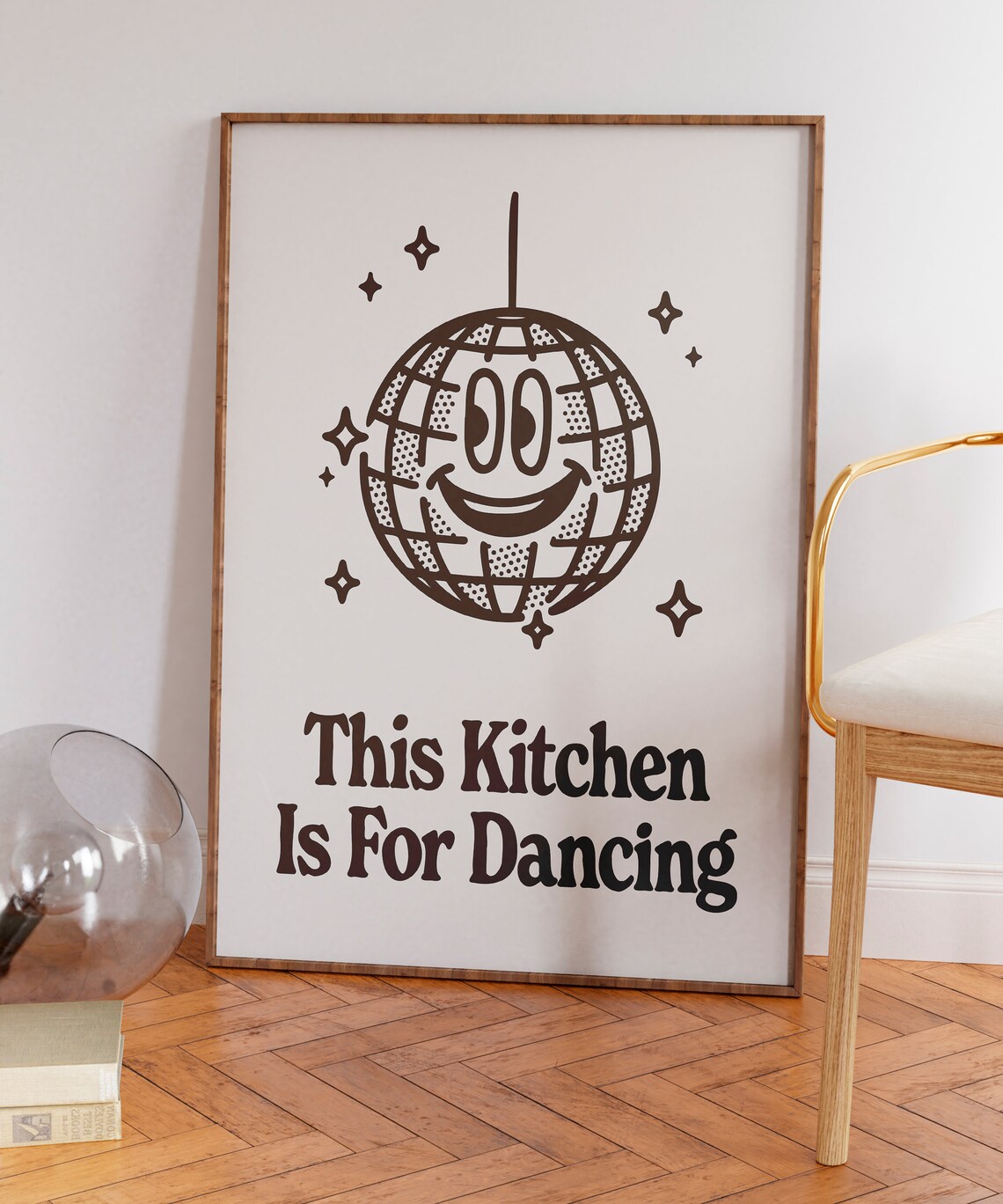 Retro Kitchen Wall Art Disco Ball Dance Print Cute Groovy Decor Trendy Kitchen Poster Fun Black And White Retro Art Printable Wall Art - Image 4
