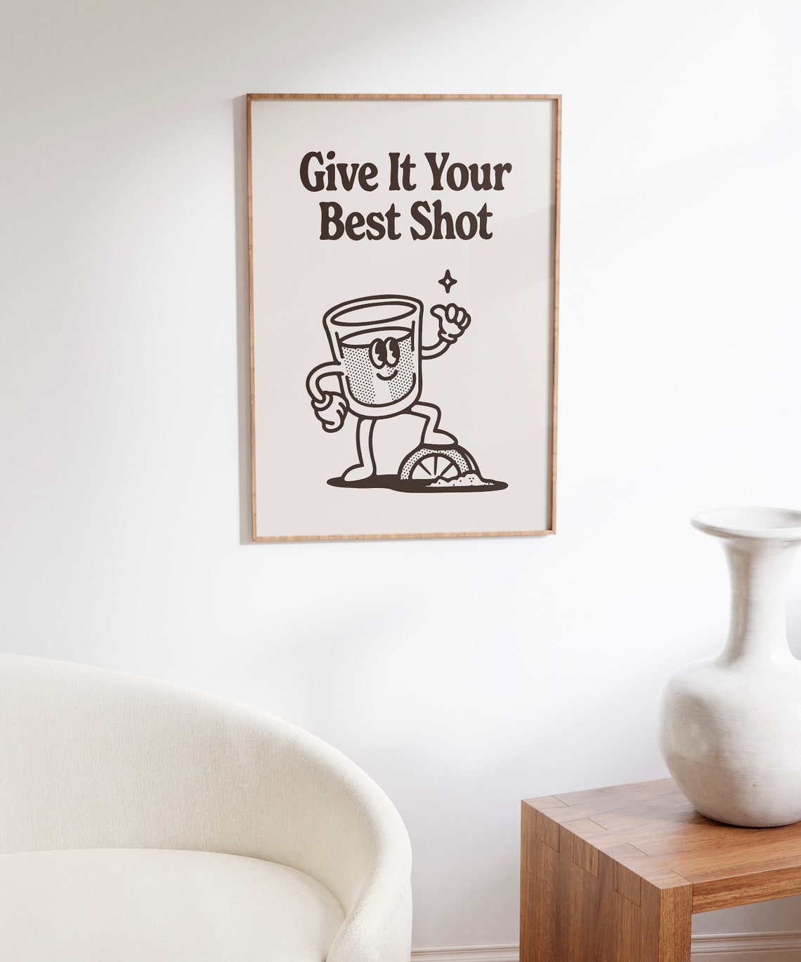 Give It Your Best Shot Tequila Lime Retro Cartoon Quote Poster - Image 7