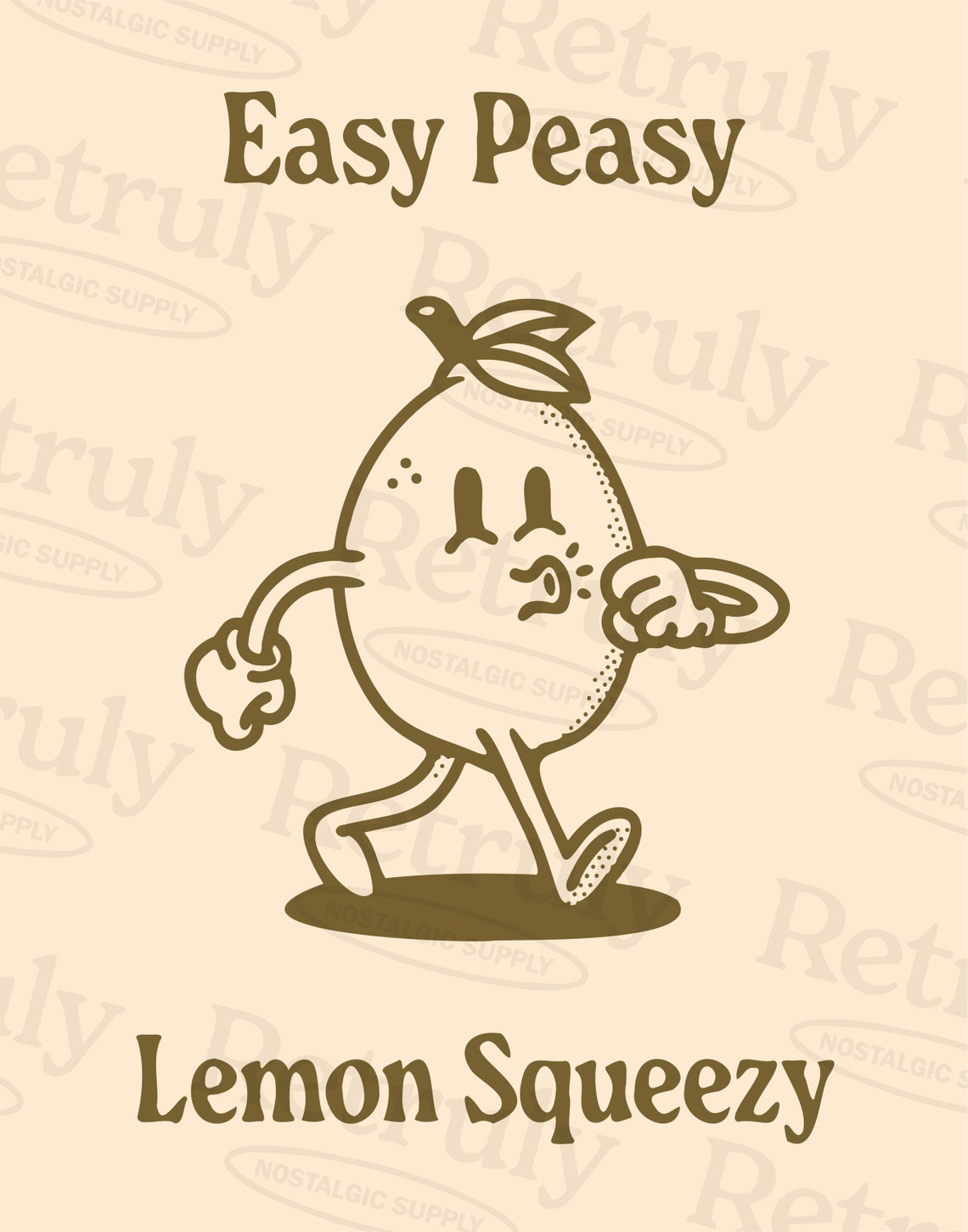 Easy Peasy Lemon Squeezy Olive Retro Lemon Character Art Print - Image 2