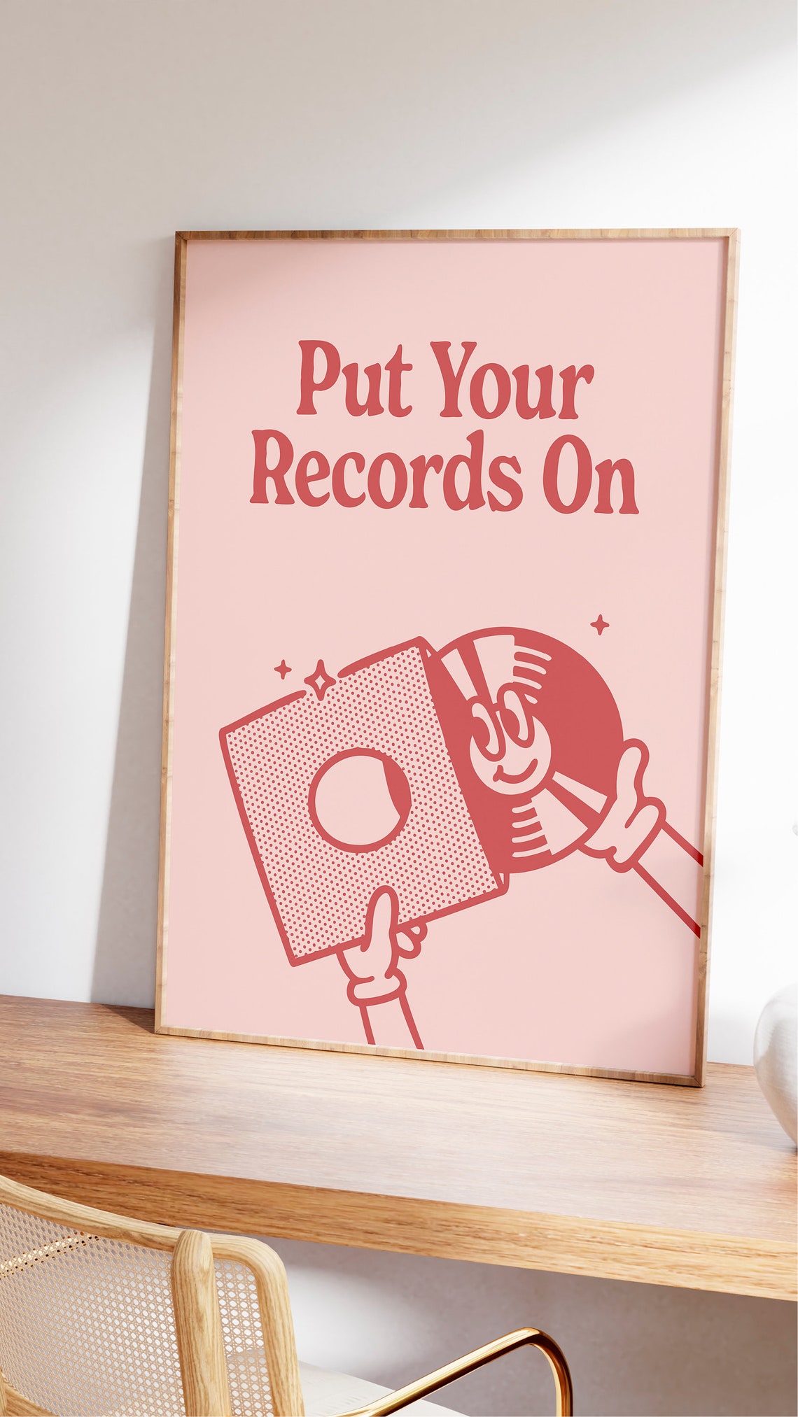 Put Your Records On Retro Red Vinyl Typography Music Quote Poster - Image 2