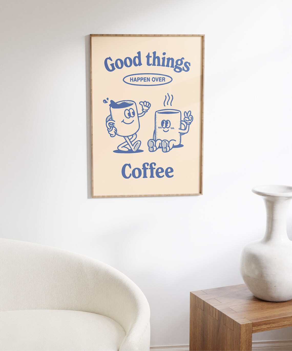 Good Things Happen Over Coffee Retro Kitchen Poster - Image 6