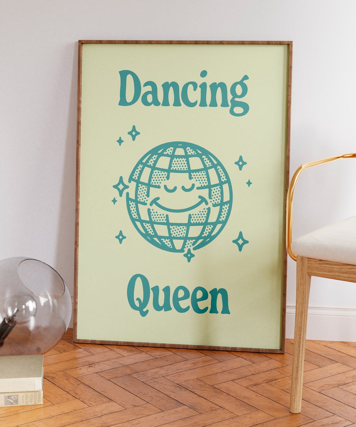 Dancing Queen Teal Disco Ball Retro Groovy Music Party Poster - Image 7