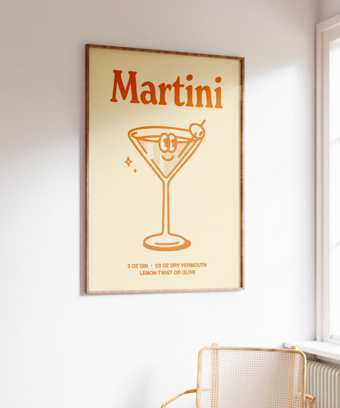Martini Cocktail Recipe Olive Retro Illustration Home Bar Poster - Image 4
