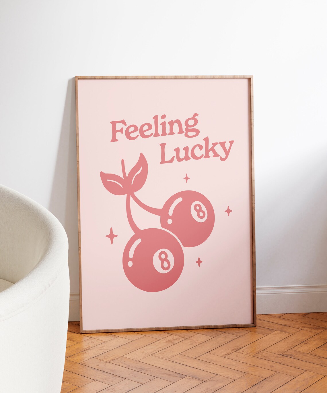 Feeling Lucky Cherry 8 Ball Retro Art Print - Image 6