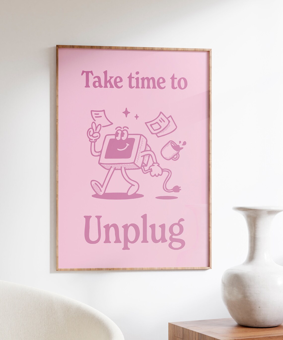 Take Time Groovy Wall Print Print Affirmation Wall Art Retro Wall Decor Cute Pink Printable Art Downloadable Prints - Image 5