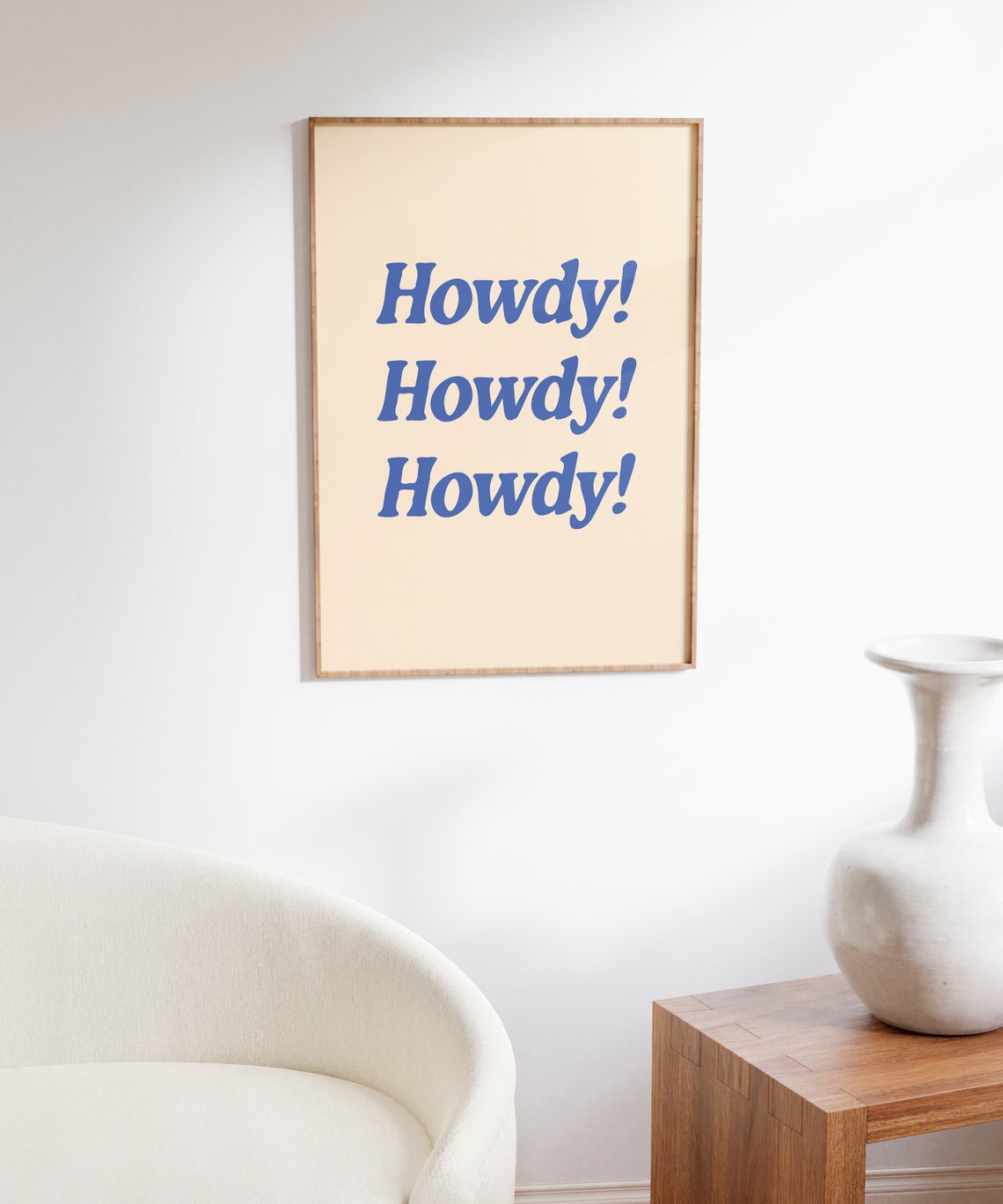 Howdy Blue Retro Typography Quote Western Wall Decor Wall Art - Image 6