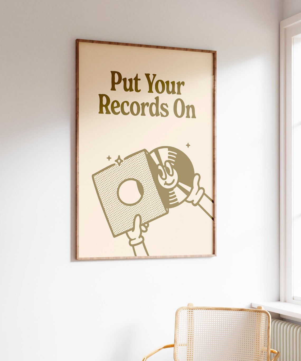 Put Your Records On Retro Vinyl Record Character Music Quote Poster - Image 4