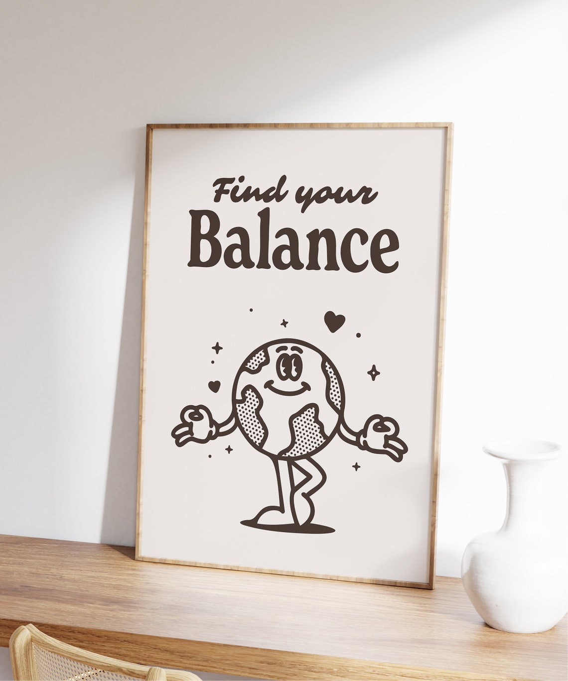 Find Your Balance Retro Earth Character Mindfulness Wall Art - Image 7