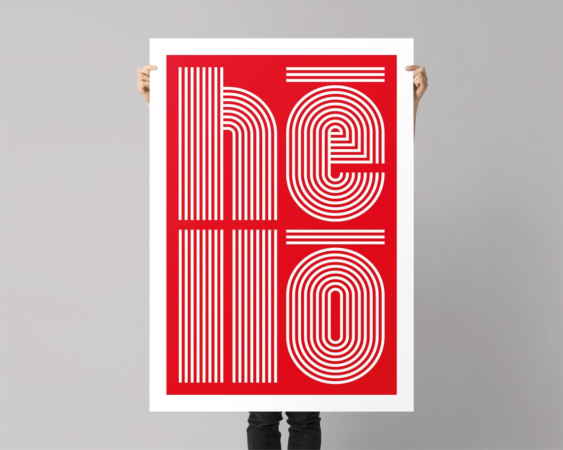Hello Typography Art Print, Modern Entryway Sign - Image 3
