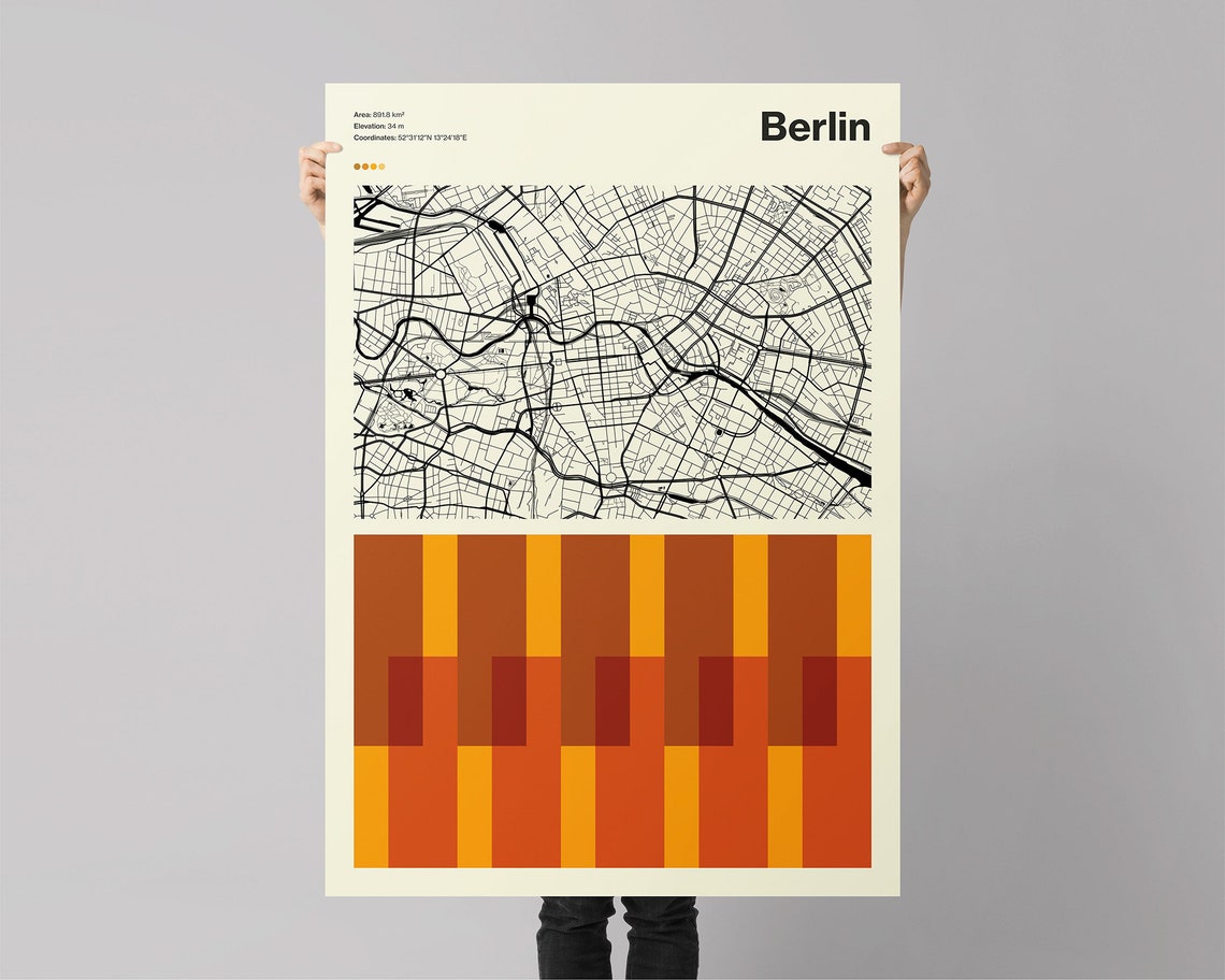 Berlin Germany Modern City Map Geometric Cartography Art Poster - Image 3