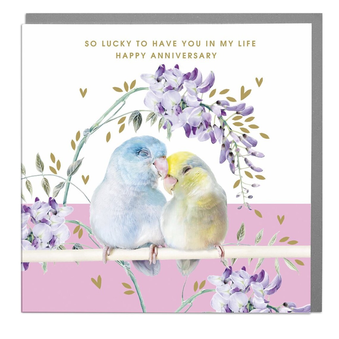 Lovebirds Happy Anniversary Card Wisteria Floral Couple Art Print