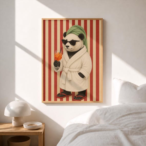 Panda Print Whimsical Spa Bathroom Wall Art Digital Download
