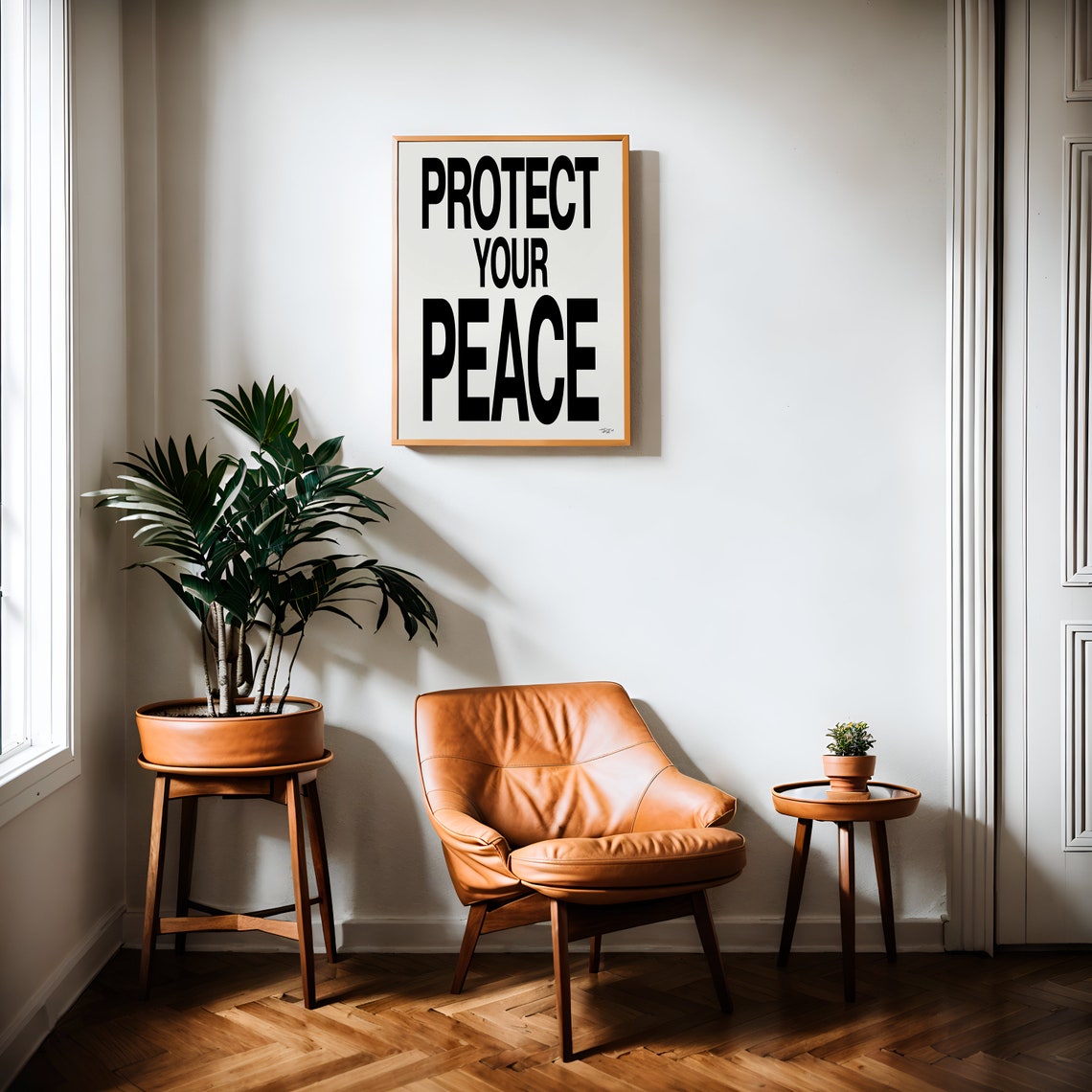 Protect Your Peace Bold Black Typography Motivational Poster - Image 3