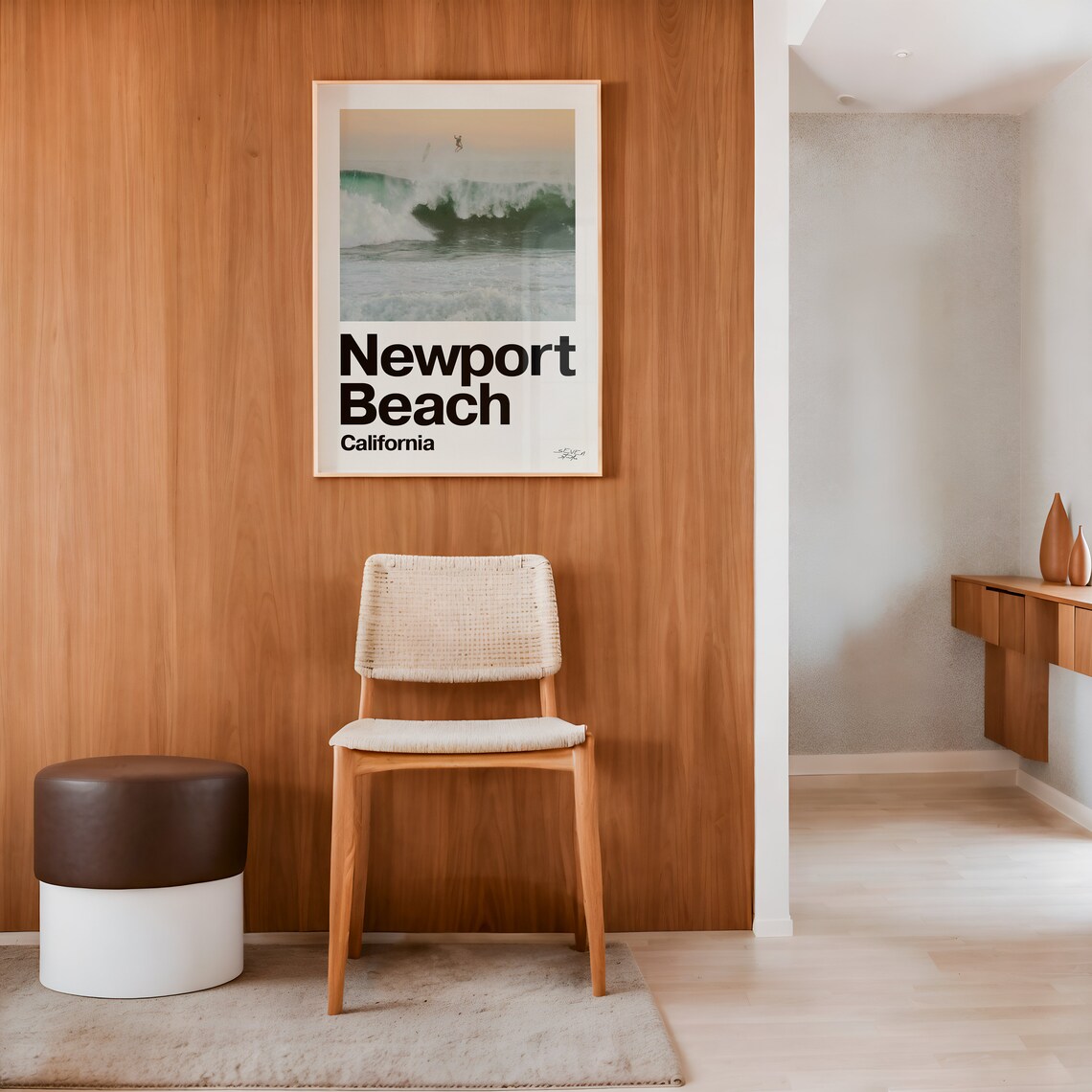 Modern Minimal Newport Beach Surf Poster 18x24 In - Image 3