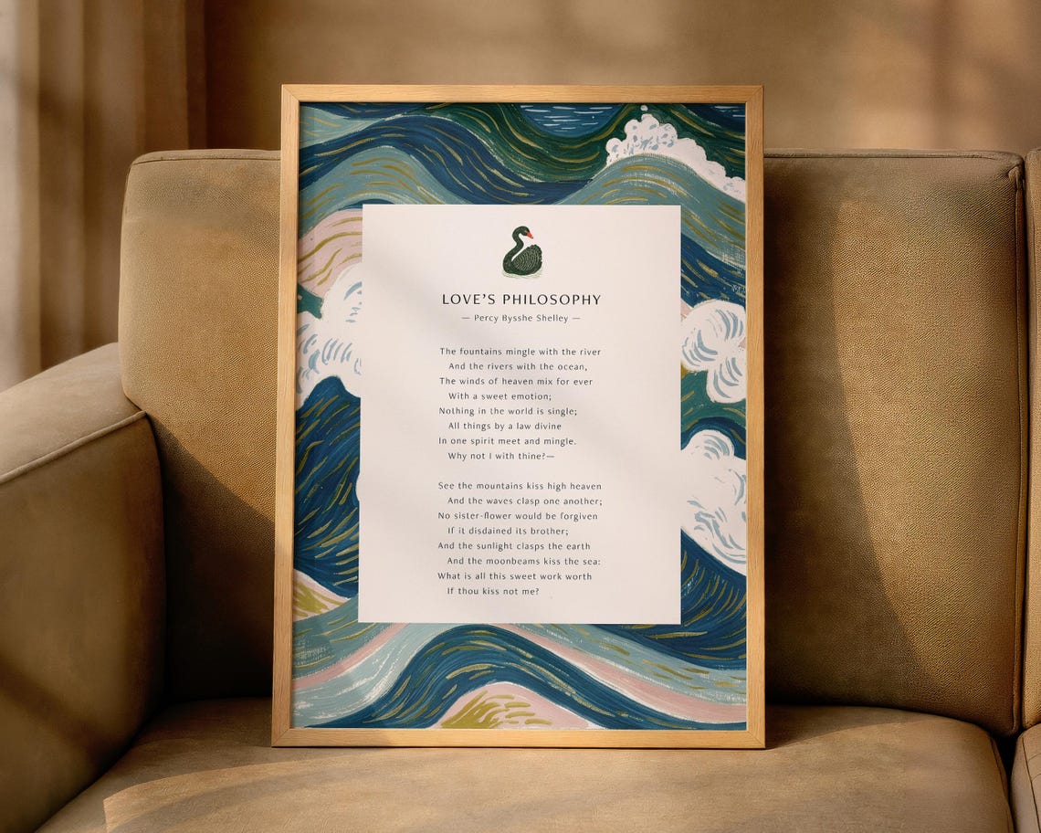 Loves Philosophy Percy Shelley Poem Ocean Wave Literary Poster