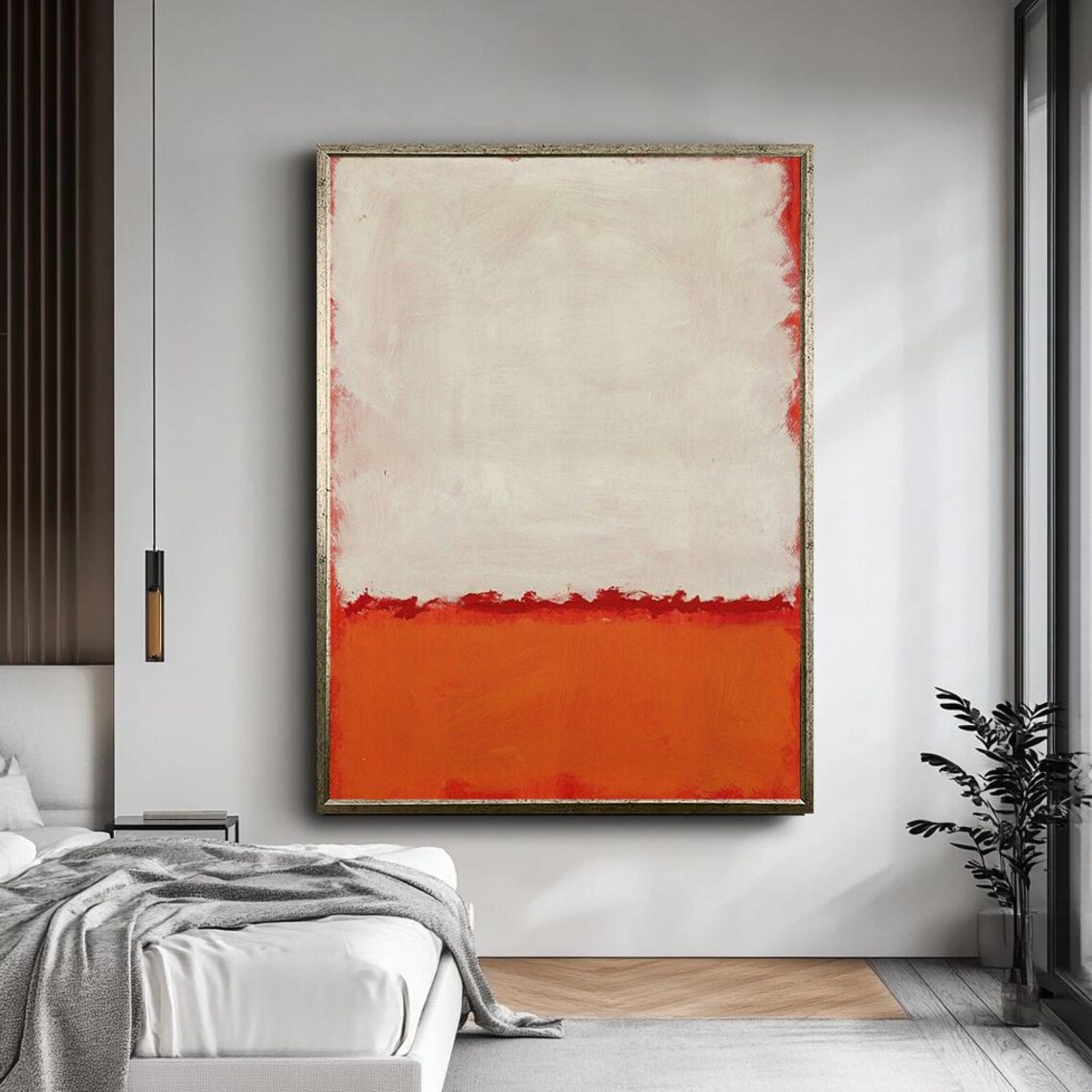 Mark Rothko-Inspired Minimalist Red and White Art Print