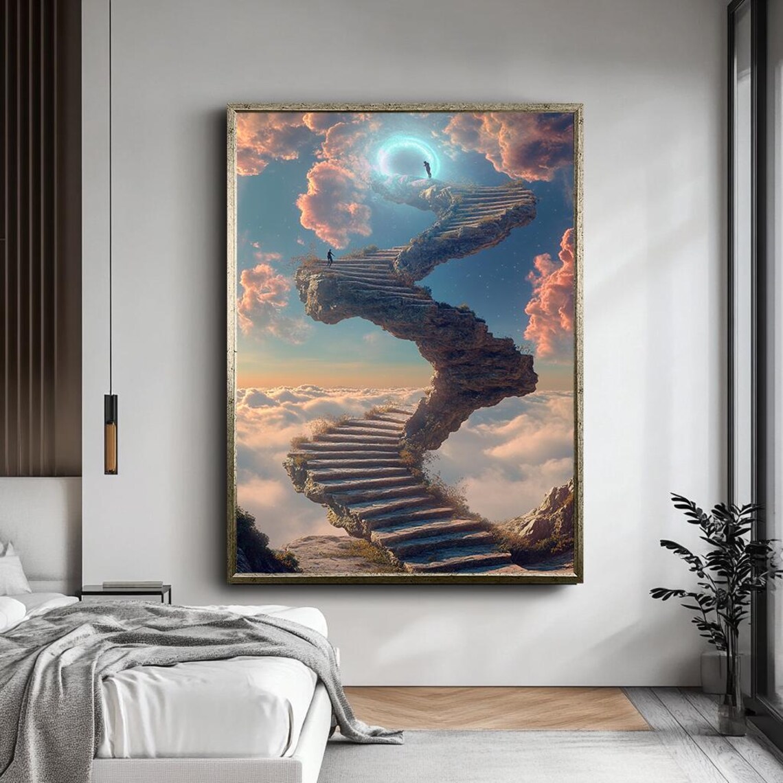 Stairway To Heaven Surreal Fantasy Art Print - Image 5