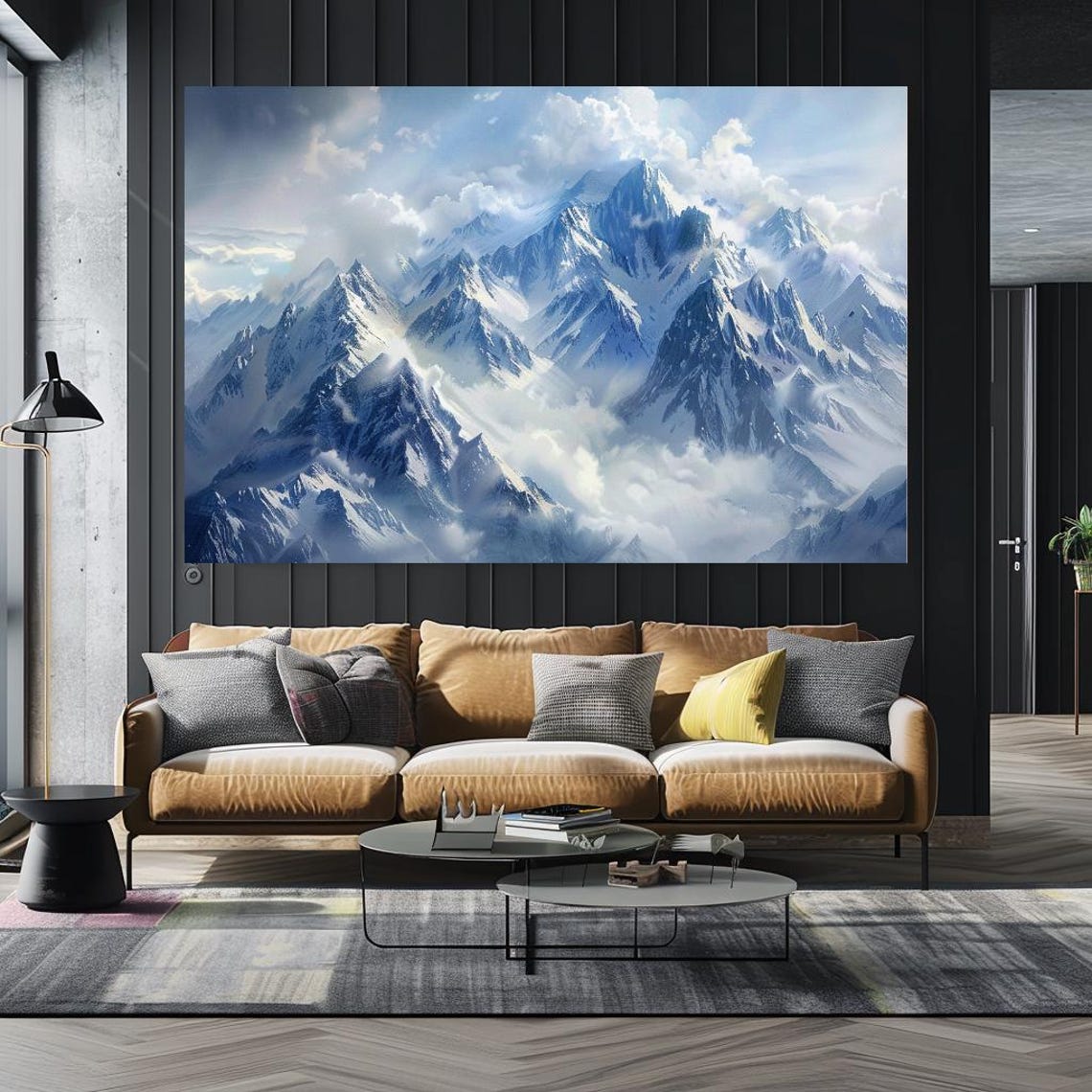 Snowy Mountain Peaks Above Clouds Blue Alpine Landscape Travel Poster - Image 5