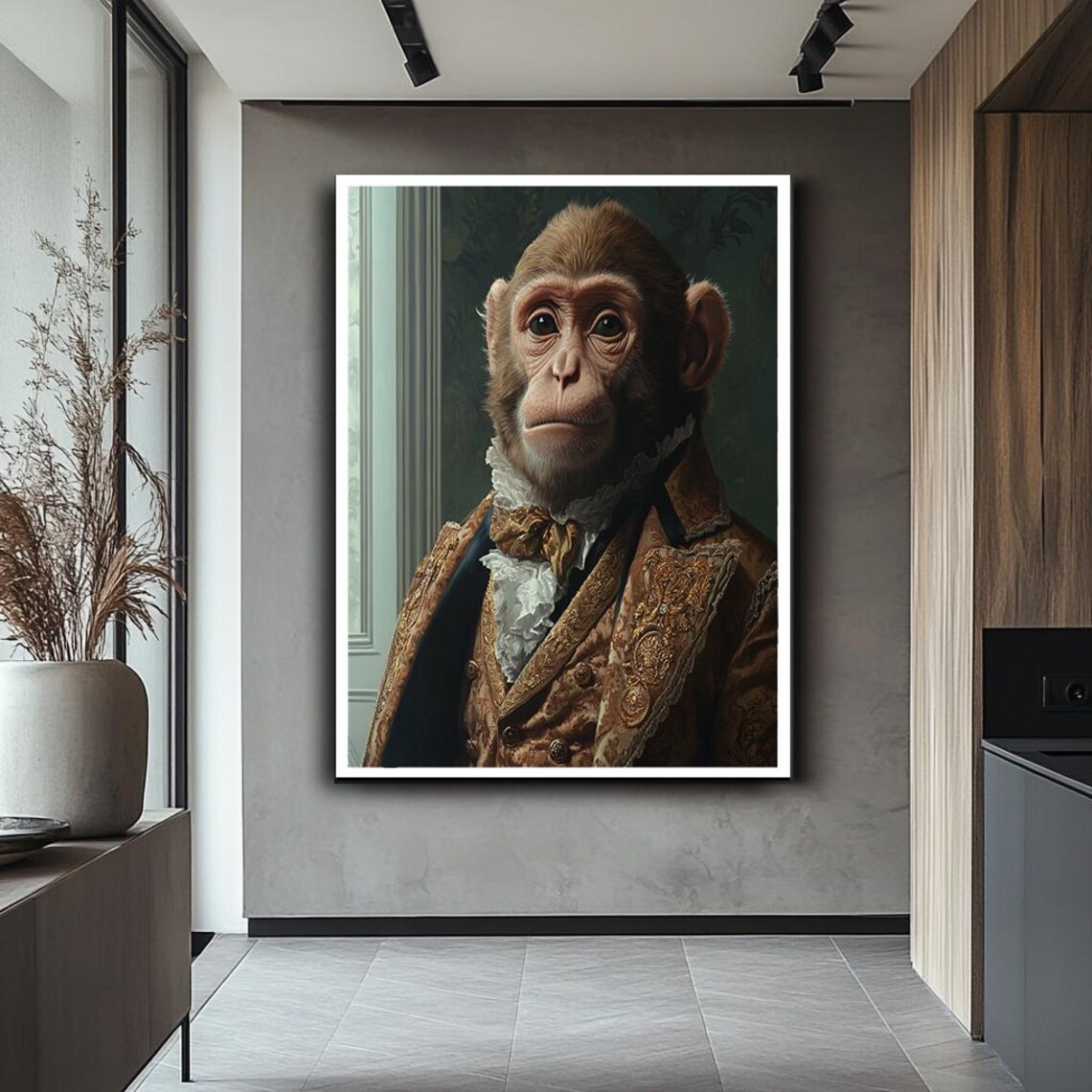 Victorian Monkey Portrait Art Print, Vintage Animal - Image 5