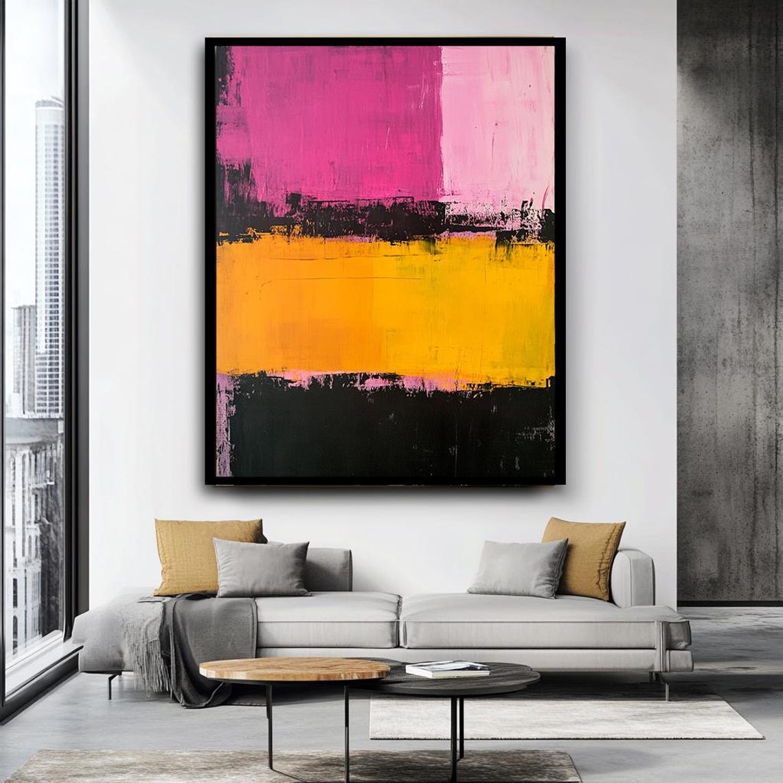 Mark Rothko Style Pink Yellow Black Bold Color Blocks Abstract Poster - Image 5