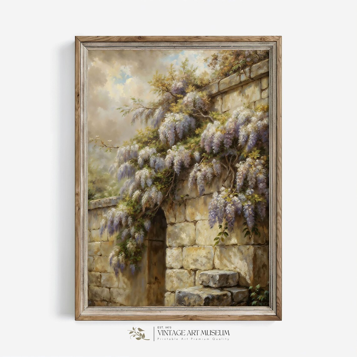 Blooming Wisteria Vintage Floral Oil Painting Spring Wall Art