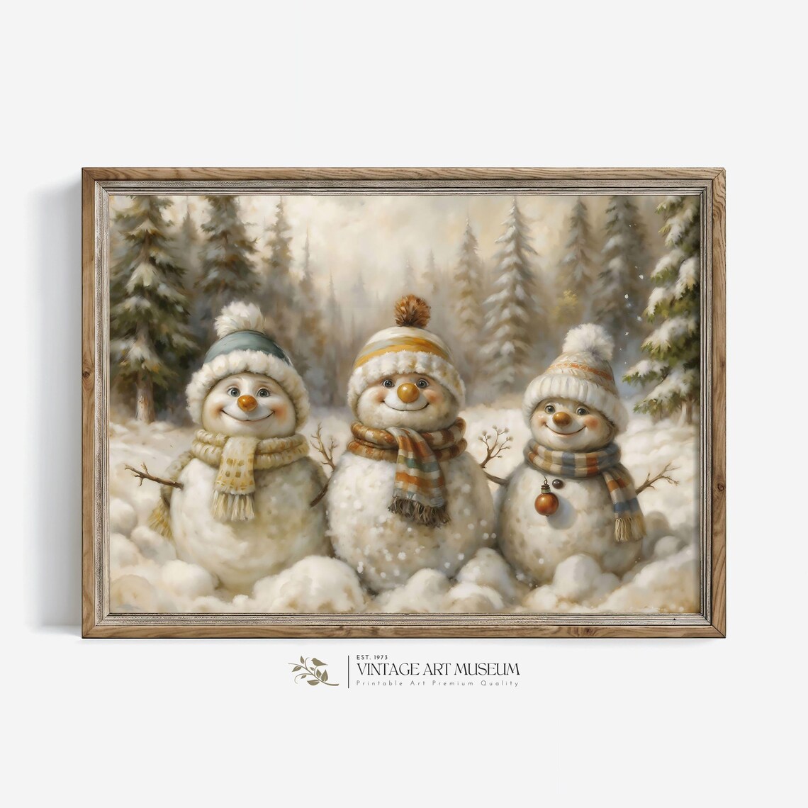 Funny Snowmen Three Sweet Brothers Art Print