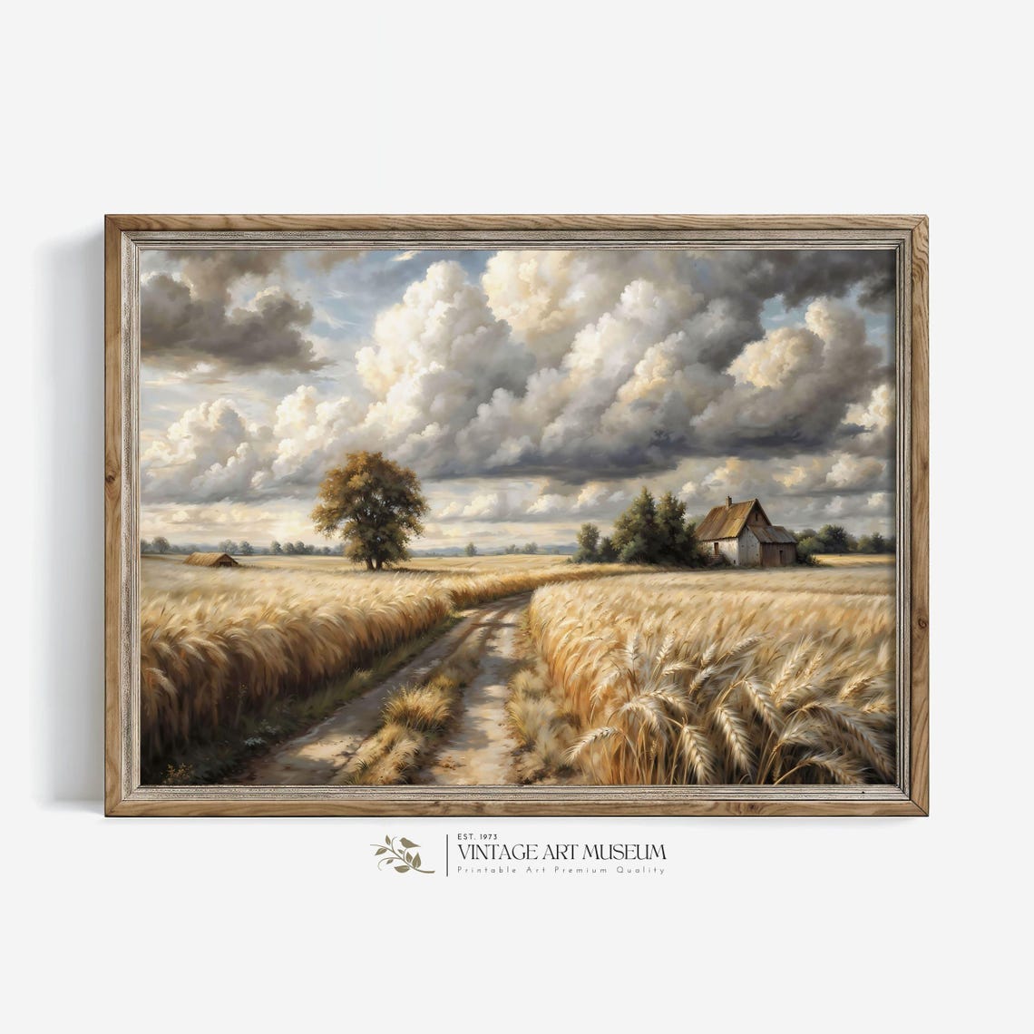 Wheat Field Under Dramatic Clouds Vintage Countryside Scene Poster - Image 3
