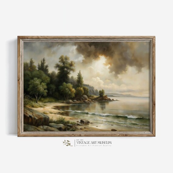 Morning On The Shore Moody Landscape Art Print
