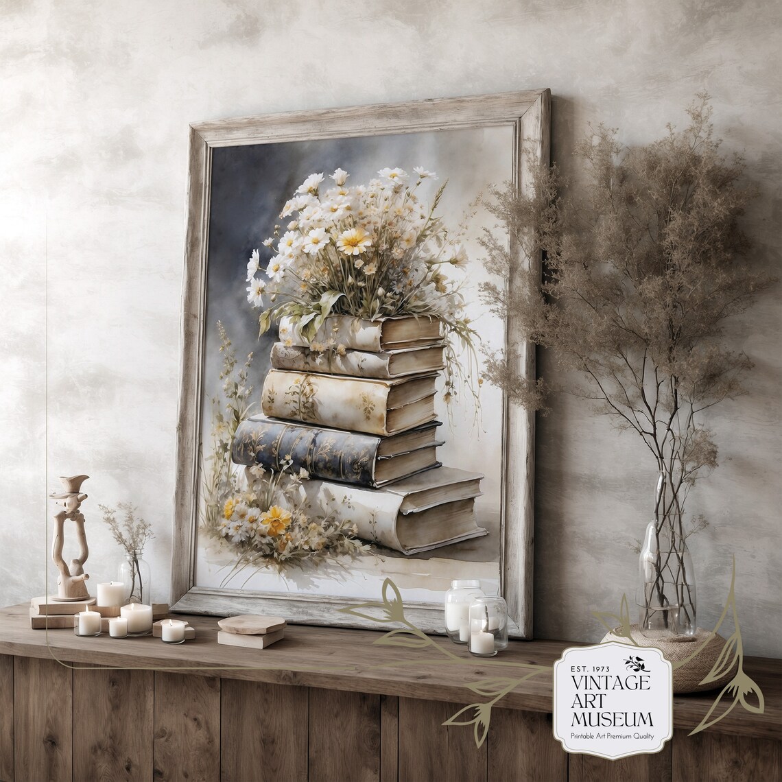 Vintage Spring Book Art With Wildflower Print