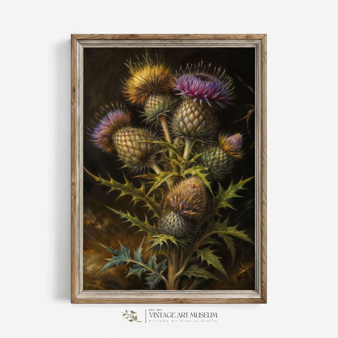 Thistles Floral Botanical Oil Painting, Cottagecore Art Print - Image 3