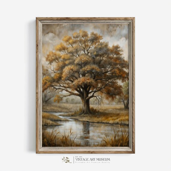 Single Rowan Tree Vintage Landscape Art Print
