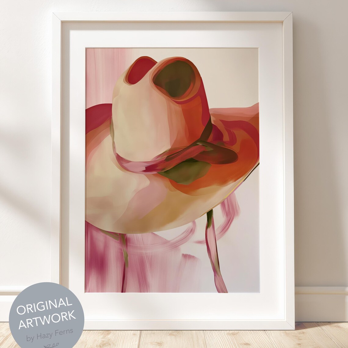 Warm Beige Cowboy Hat Modern Rustic Fashion Editorial Art Print