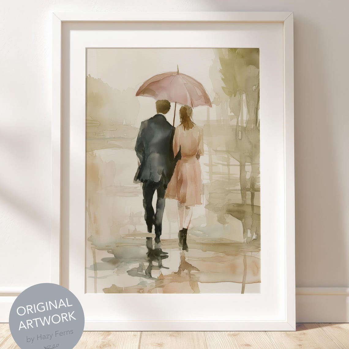 Romantic Couple Watercolor Art Print