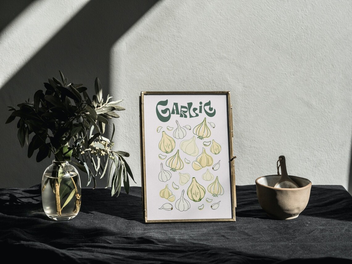 Garlic Girl Retro Kitchen Art Print, Vegetable Poster - Image 2