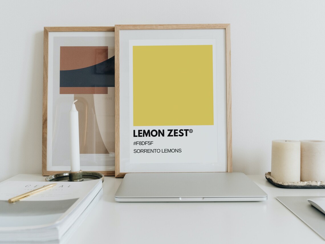 Lemon Zest Sorrento Lemons Yellow Pantone Style Color Swatch Poster - Image 2