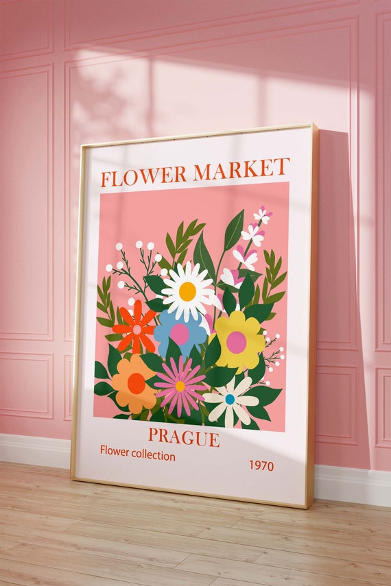 Flower Market Home Decor Poster Print Large Modern Botanical Wall Art Trendy Floral Illustration Exhibition Posters
