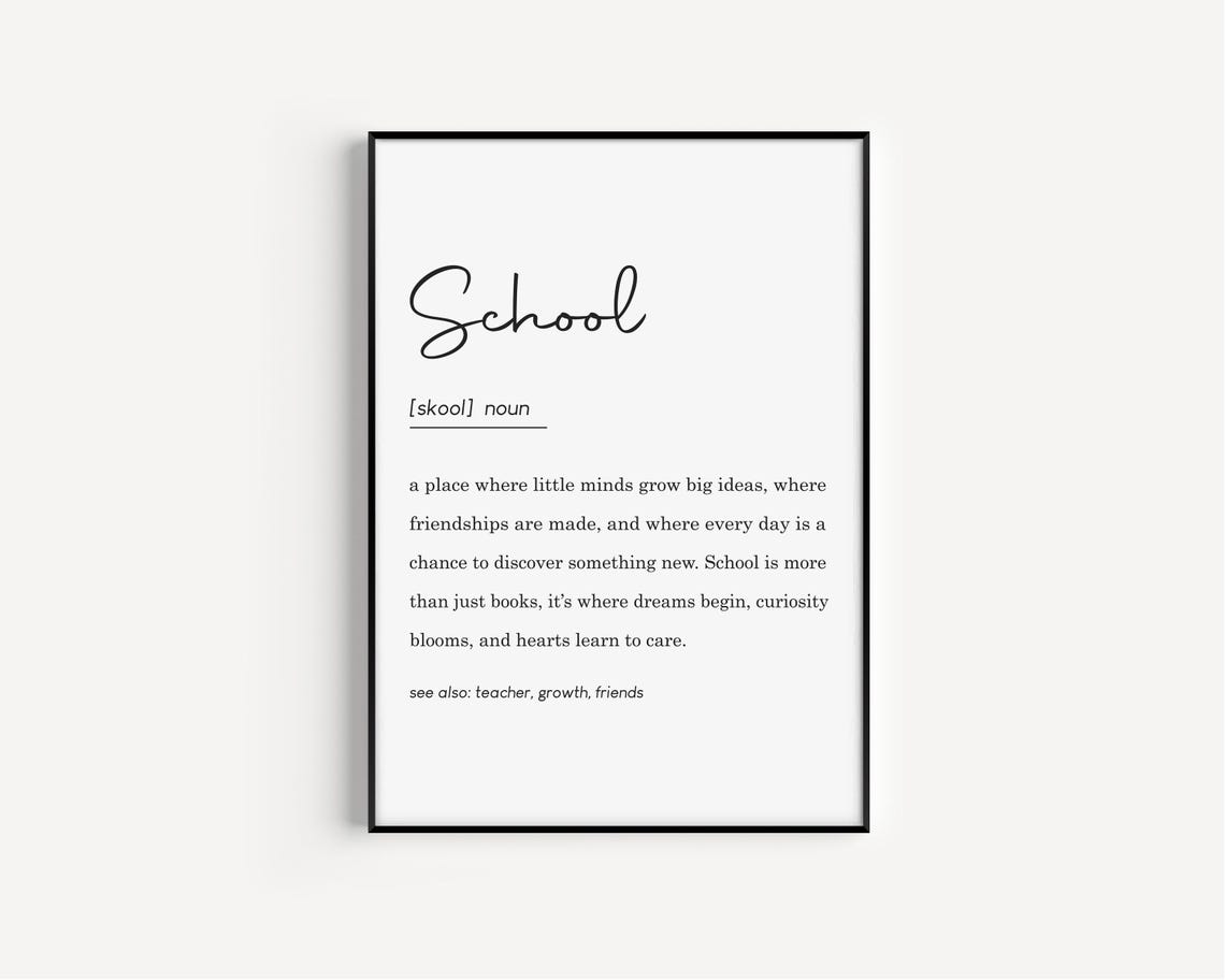 School Definition Gift For Teacher Classroom Library Student Art Print