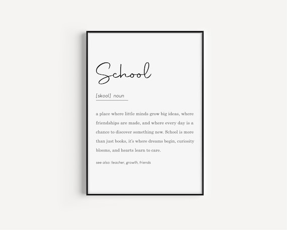 School Definition Gift For Teacher Classroom Library Student Art Print