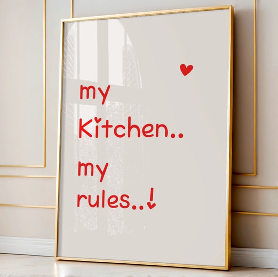 Kitchen Decor Gift Wall Art Chef Poster Minimalist Heart Print