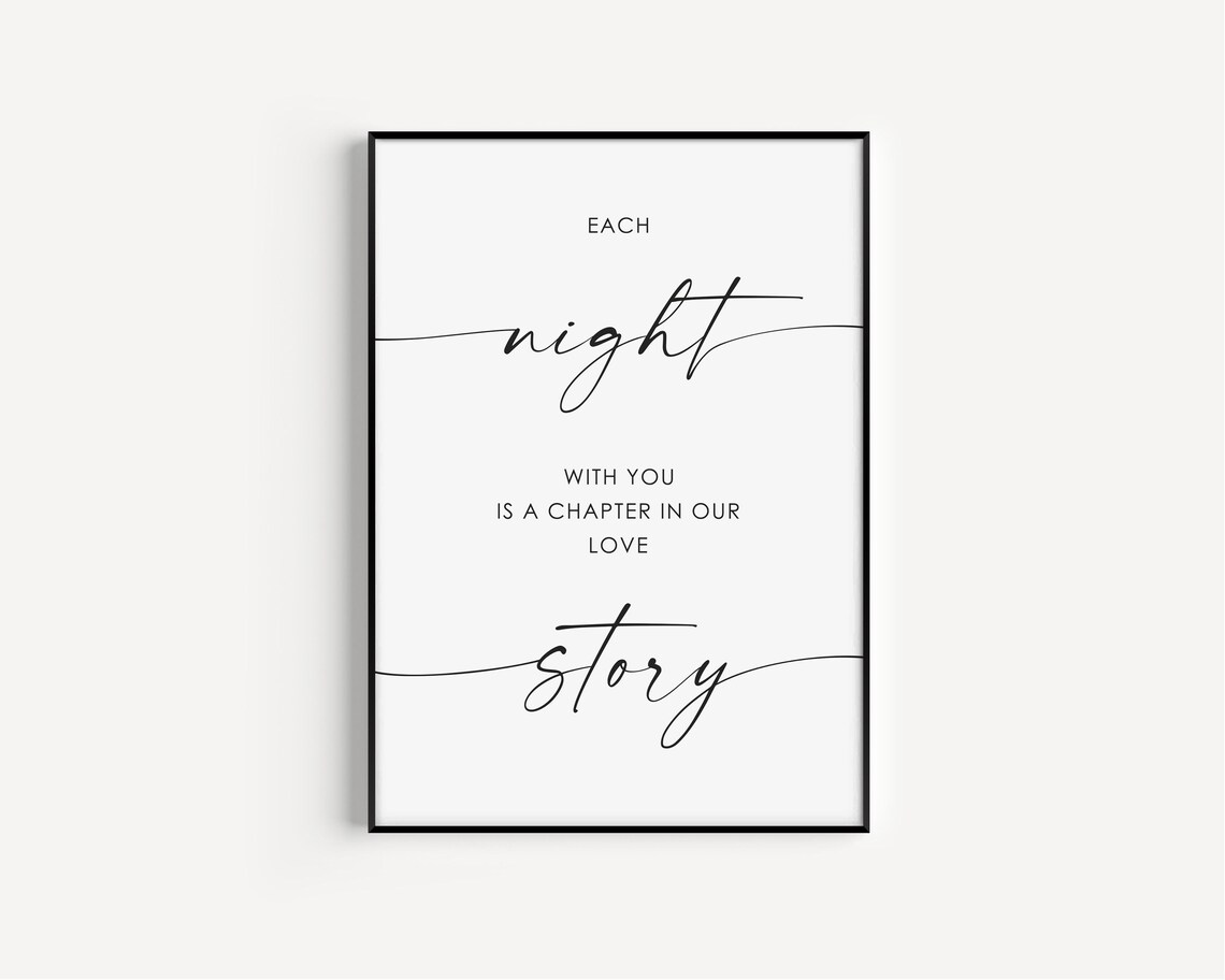 Each Night With You Chapter In Our Love Story Bedroom Quote Poster