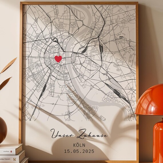 Personalized Unser Zuhause Map Poster, Minimalist Print