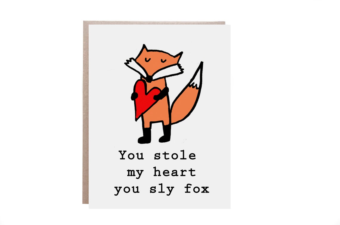 You Stole My Heart You Sly Fox Holding Red Heart Card Poster
